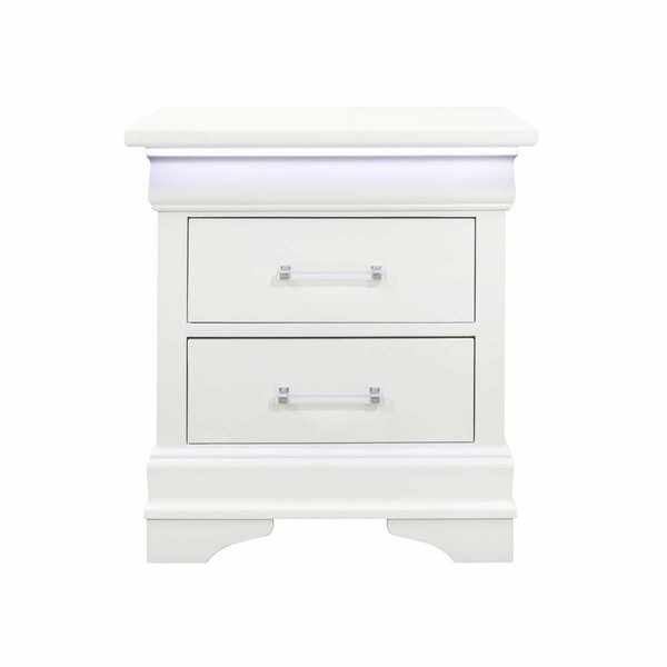 Global Furniture Usa CHARLIE-WHITE-NS W-LED Charlie Modern & Contemporary Nightstand, White CHARLIE-WHITE-NS W/LED